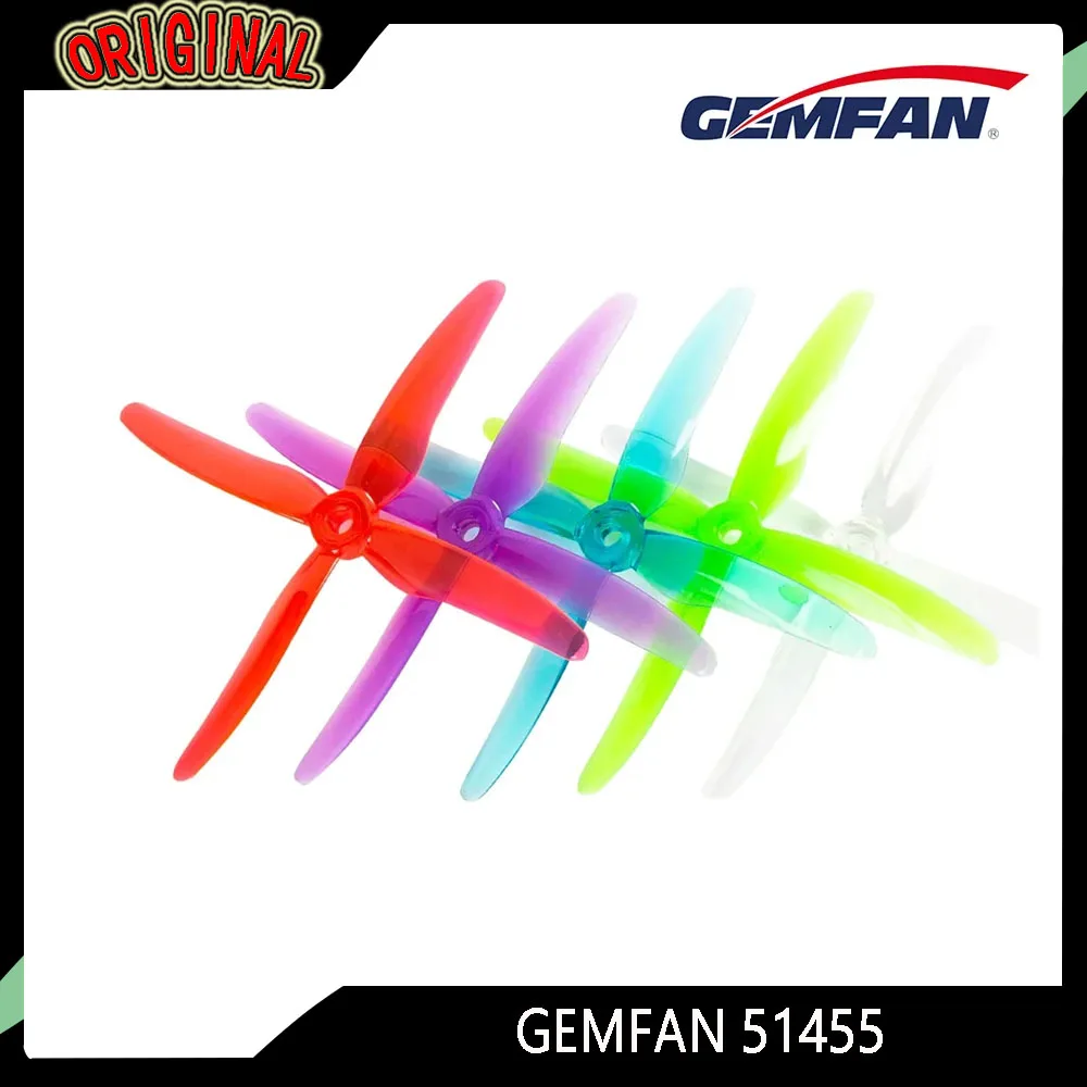 GEMFAN 51455 Hurricane X 2Pairs 5.1" 4-Blade Props - 5MM Mount, RC FPV Racing Drone Parts