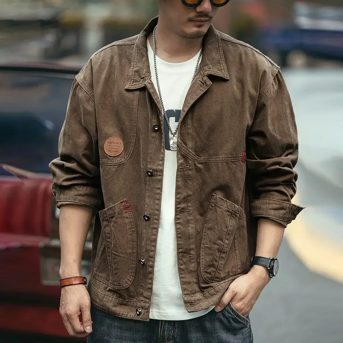 Loose Male Jean Coats Cargo Men's Denim Jacket Button Fast Delvery Clothing In Lowest Price Casual Worn Korea Cheap Stylish New