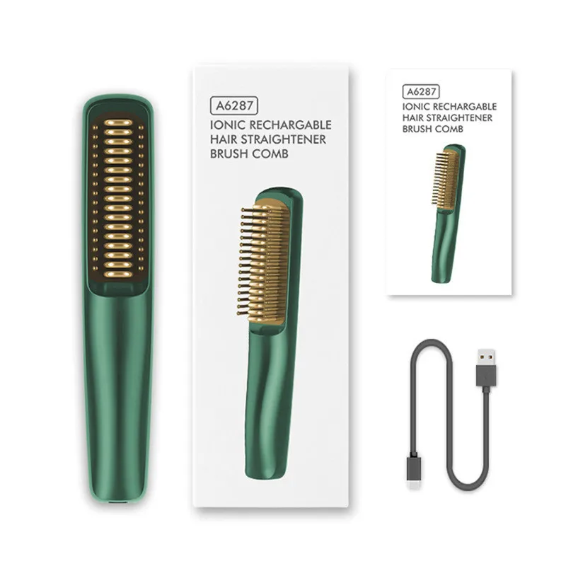 

Hair Straightener USB Rechargeable Portable Mini H air Straightener Compliant Styling Comb Ha ir Straightener Combs