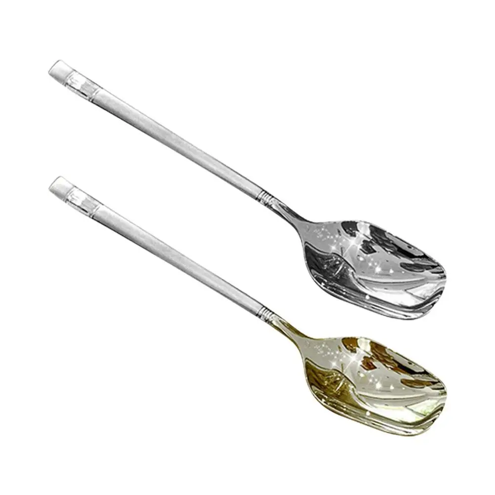 Cuillère à tête carrée en acier inoxydable, argent, or, dessert, fournitures de glace, longue cuillère de cuisine, manche à crème, verres, britware, V4R9, 1 pièce