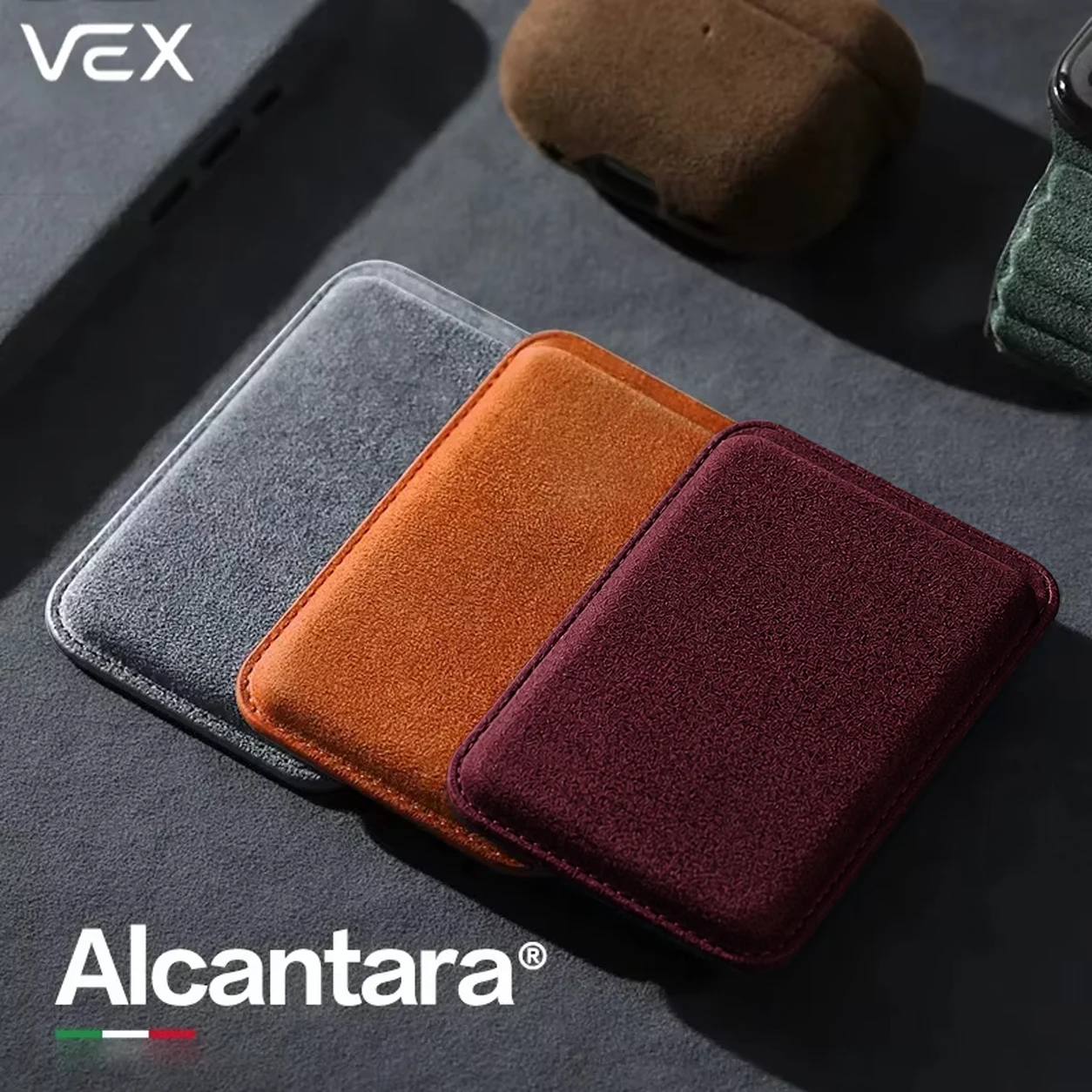 ALCANTARA Magnetische Kartenhalter-Hülle für iPhone 17 18 Pro Max Air Magsafe Leder-Brieftaschenhülle für iPhone 17 18 Pro Max