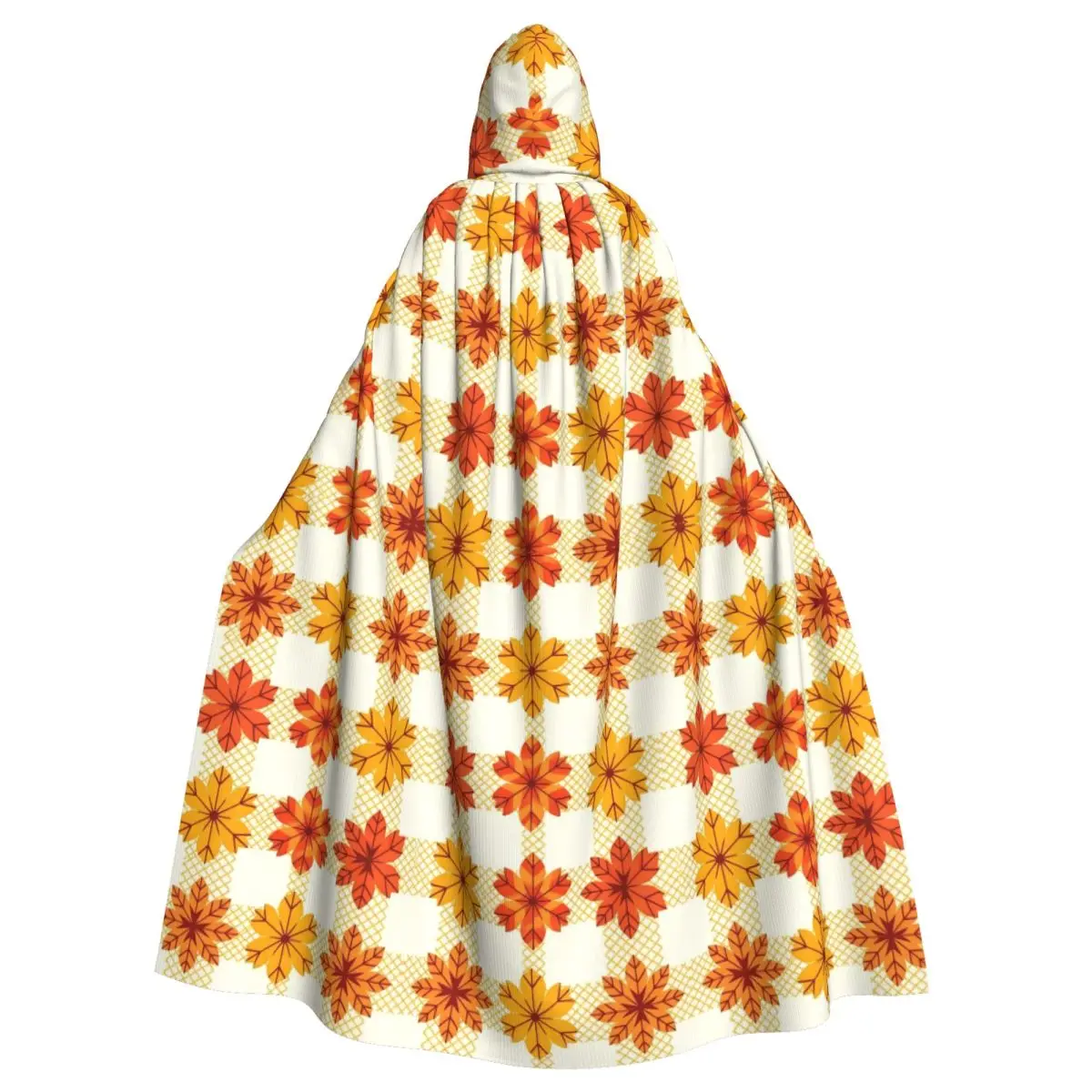 Women Men Maple Fallen Leaves Cloak with Hood Autumn Leaf Grim Reaper Robe Costume for Party