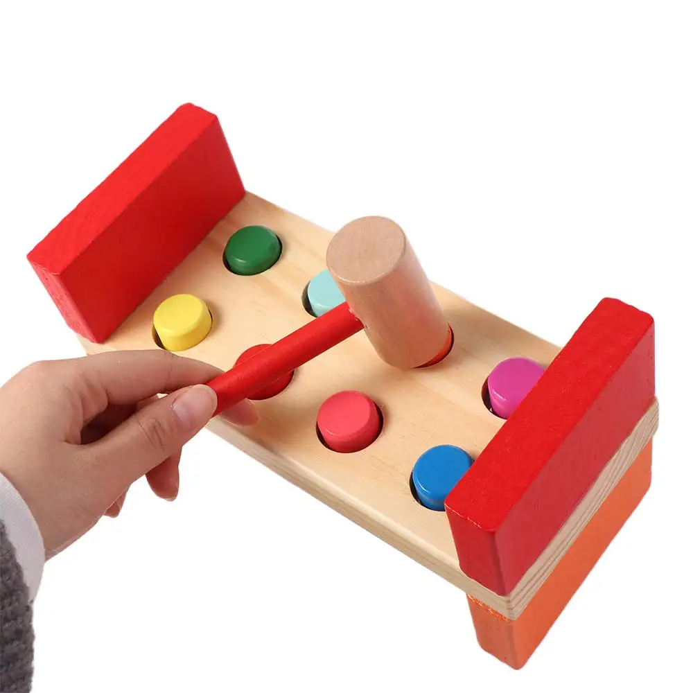 Fine Motor Training Wooden Hammer Color Cognition Geometric Figure Montessori Training Aid Colorful Early Education