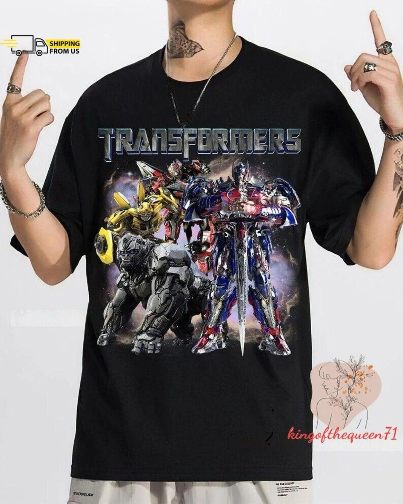 トランスフォーマー サウンドウェーブ スーペリア メンズ Tシャツ - ブラック プレミアム Tシャツ クルーズシャツ クルーズマッチングシャツ