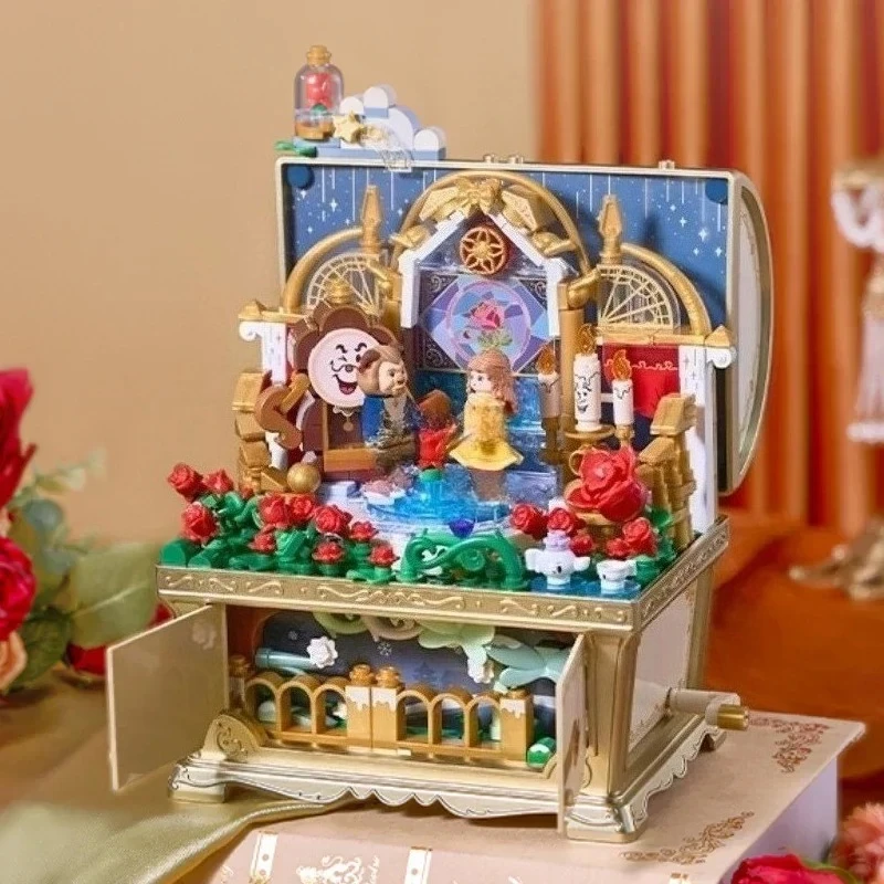 Storybrooke Series Building Blocks Music Treasure Chest Rapunzel Alice Assembled Toys Model Ornaments Collection Gift