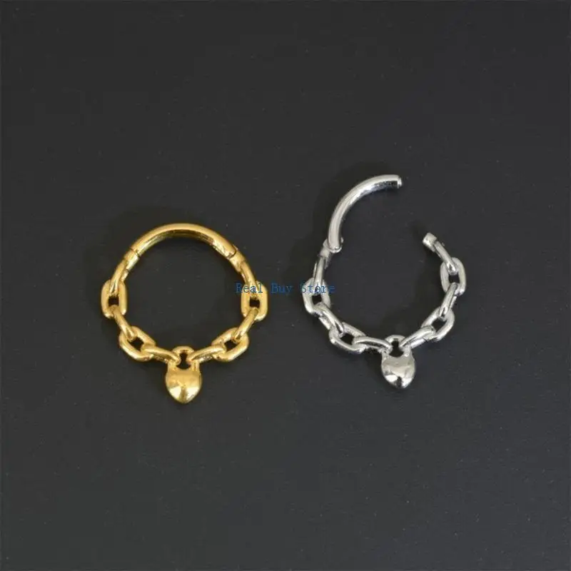 

U13D Unique Heart Chain Designs Nose Rings Hoop for Everyday and Party Wear