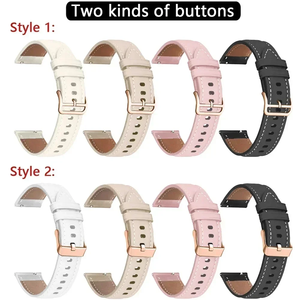 20mm PU Leather Smart Straps For Samsung Galaxy Watch5 Pro 45mm/4 40/44mm Active 2 Bracelet Galaxy Watch4 Classic 46/42mm Correa