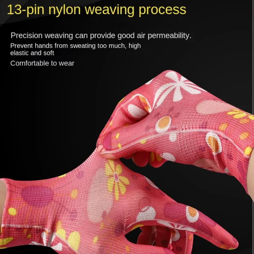 1Pair Nylon Planting Labor Gloves Labor Protection Thin Gardening Gloves Wear-Resistant Non-slip Women Work Gloves Outdoor