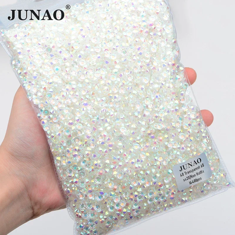 JUNAO Wholesale 100 Gross SS6 8 10 12 16 20 30 Crystal Pink Violet Flat Back Glass Rhinestone Bulk Glue on Nail Decoration Stone