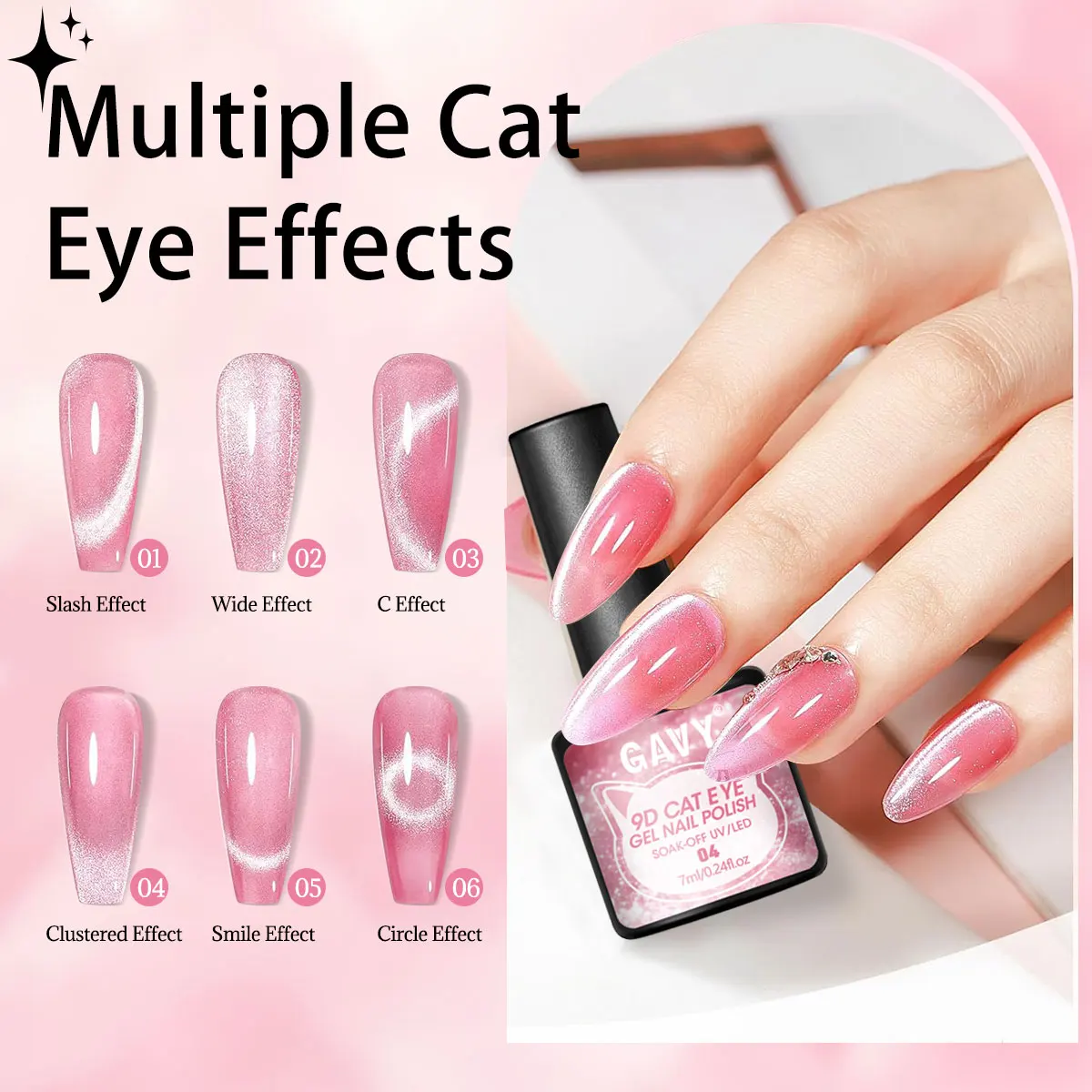 6個入り グリッターキャット マグネットネイルジェルポリッシュセット キャットアイ ホログラフィック 反射性 セミパーマネント UVジェル ソークオフ スパークリングネイルアート