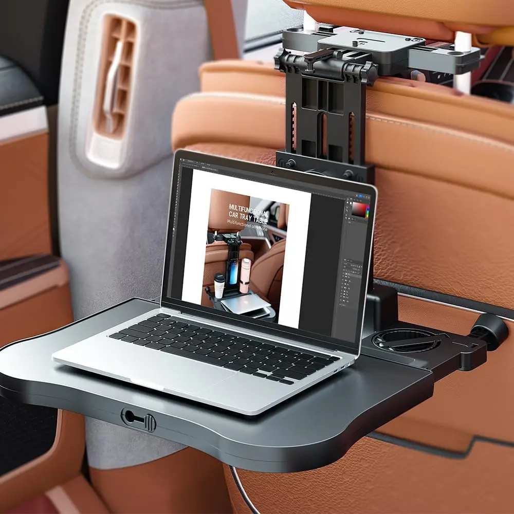 Folding Anti-Slip Baby Car Seat Tray ABS Interior Kits for Rear Seat Dining Table Steering Wheel Food Tray Travel Car Seat