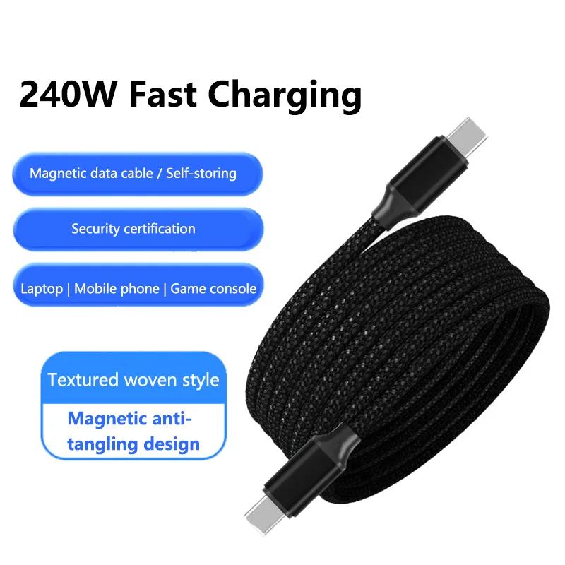 240W 240W Magnetic USB-C Fast Charging Cable Braided Retractable Anti-Tangle for iPhone Huawei Laptop Car Travel Accessories - Aliexpress Deal
