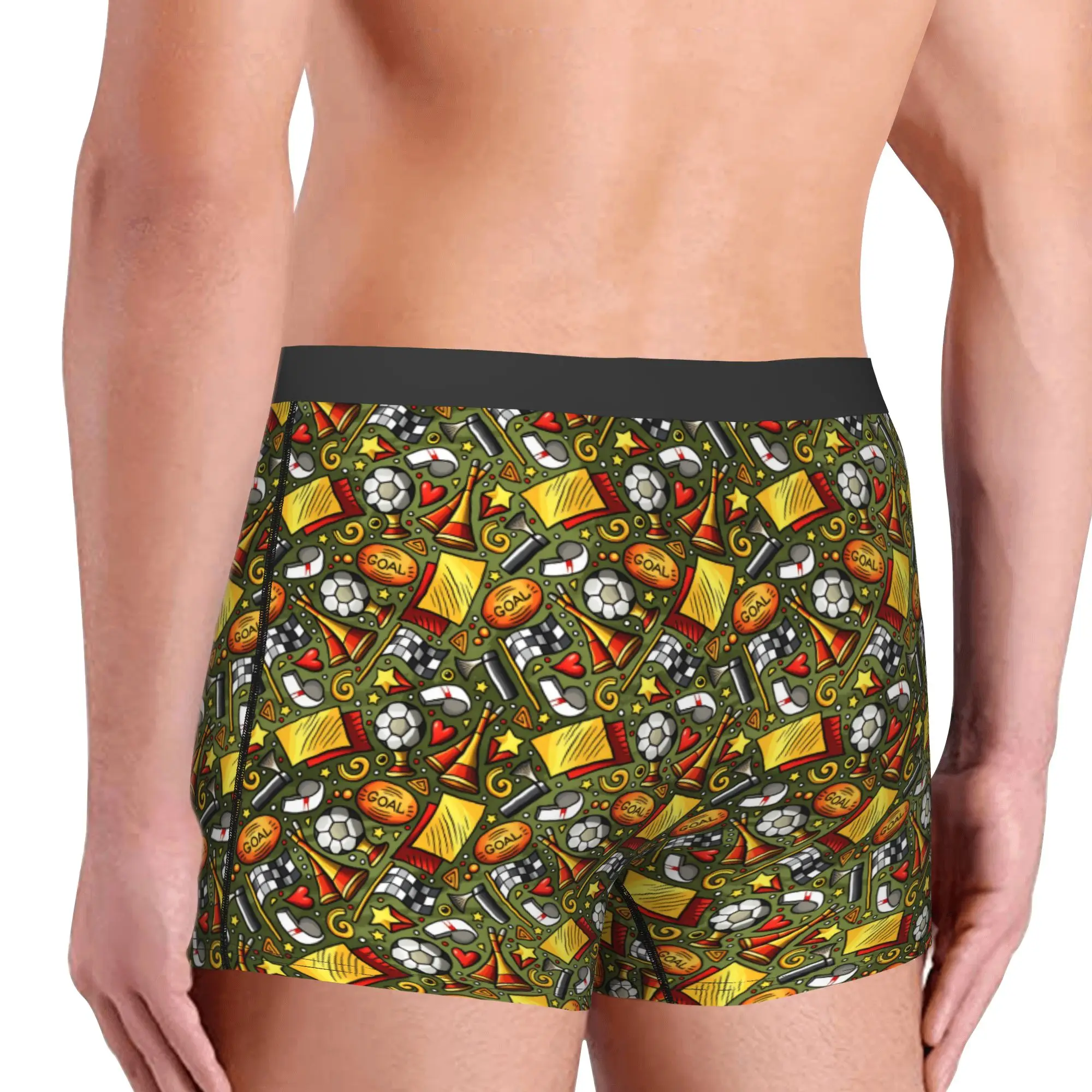 Sports Soccerly Seamless Pattern Underwear Men Printed Footbally  Boxer Briefs Shorts Panties Breathable Underpants