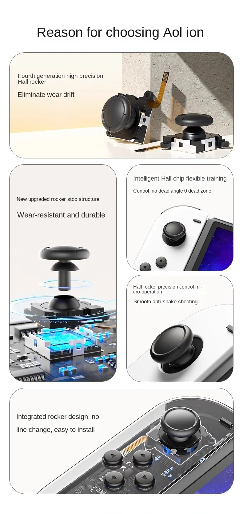 AOLION Hall joystick handle for switch handle drift Original joystick for Nintendo OLED gaming console lite handheld rem