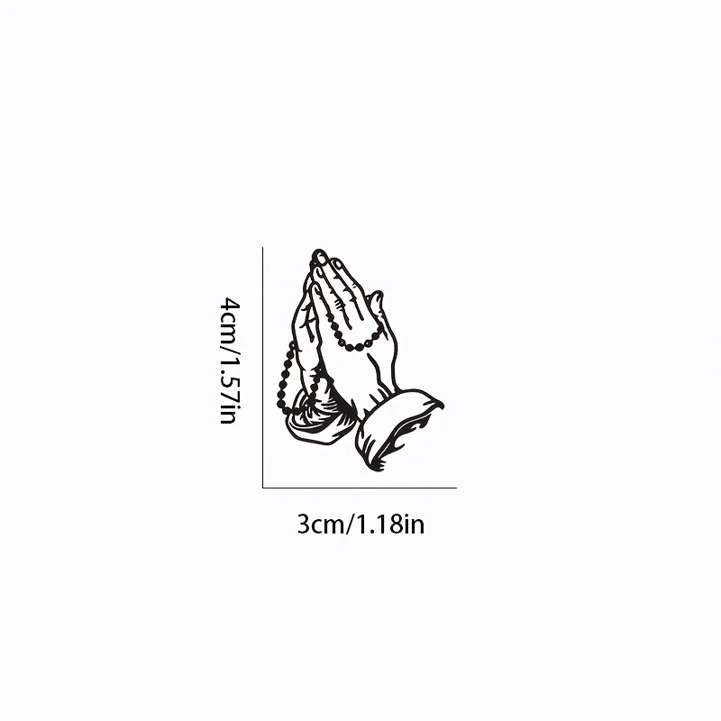 2D Flat Praying Hands Vinyl Rearview Mirror Stickers Multipurpose Decals For Car Window Motorcycle Laptop Auto Decor Accessories