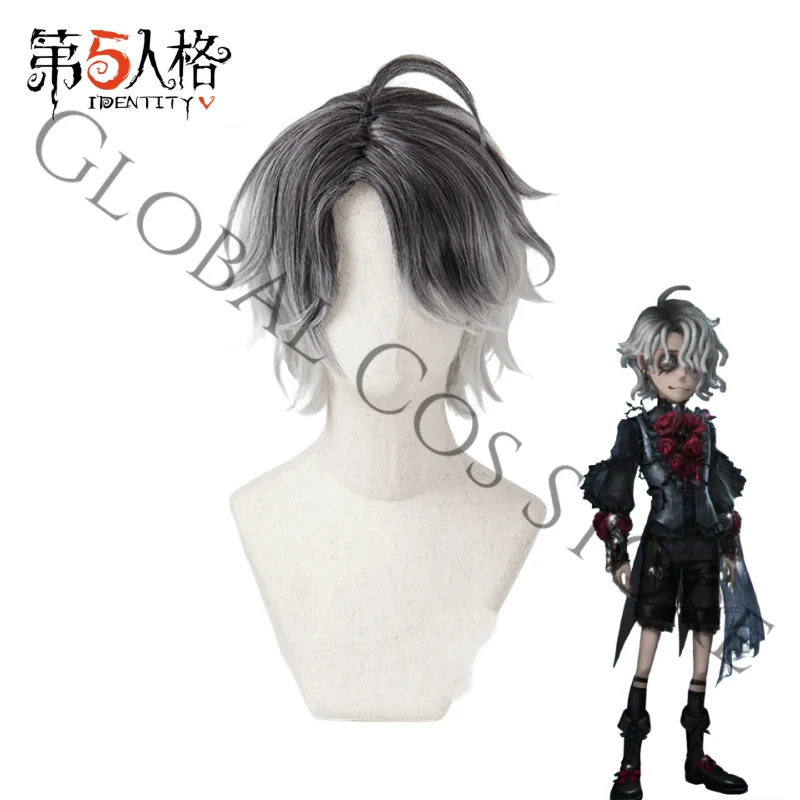 Game Identity V Patient Emil Cosplay Costume Wig Black Red Rose Gothic Unifrom Accessories for Halloween Stage Performance view 6