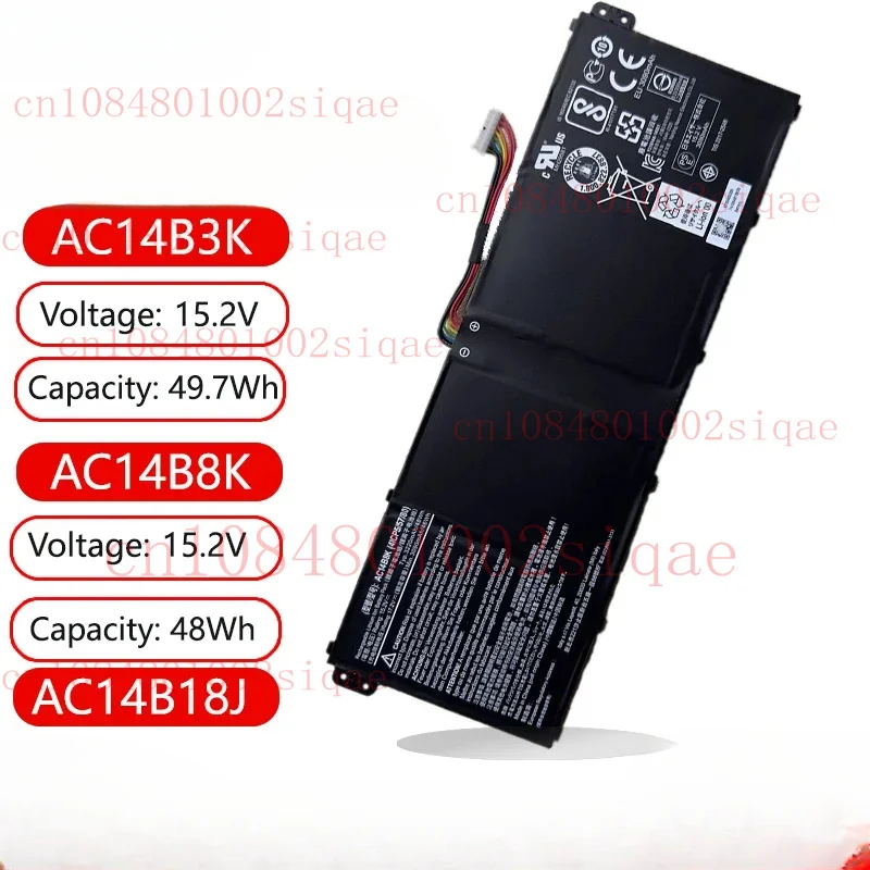 

AC14B3K AC14B8K AC14B13J AC14B18J Аккумулятор для Acer Swift 3 SF315, SF314, P328-M, X349-G2, NE511, Aspire ES1-521,572, R5-471T, E5-771G