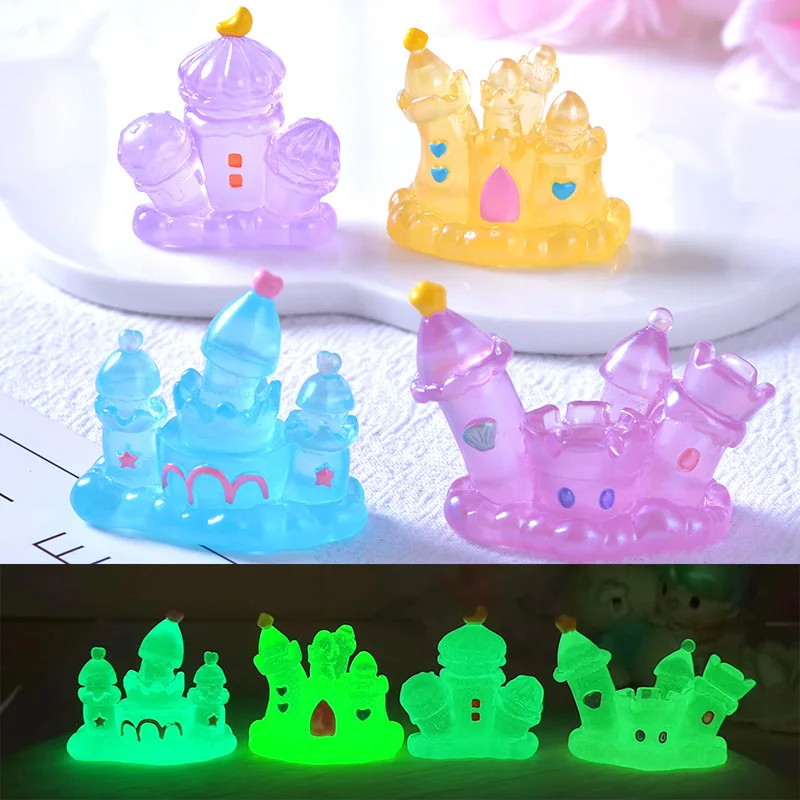 

2PCS Mini Castles Fluorescent Miniature Figurines Fairy Garden Accessories Luminous Castle Moss Micro Flowerpot Decoration