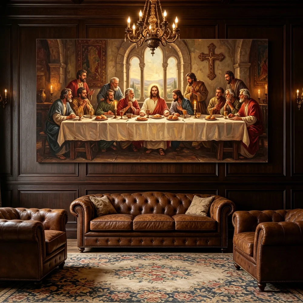 Last Supper Canvas Wall Art Jesus Apostles Christian Painting Religious Canvas Painting Living Room Dining Room Decor Cuadros