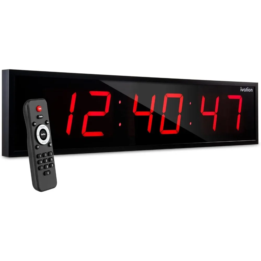 

Huge Large Big Oversized Digital LED Clock with Stopwatch, Alarms, Countdown Timer & Temp - Shelf or Wall Mounting