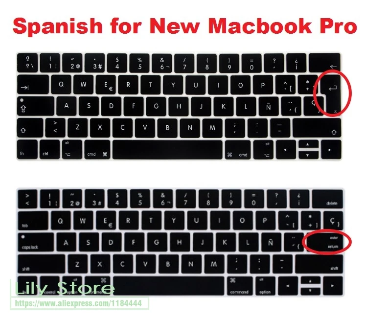 For Macbook Pro 13 15 A1706 A1989 A1707 A1990 A2159 With Touch Bar Euro/US Spanish Silicone Keyboard Cover Skin Protector