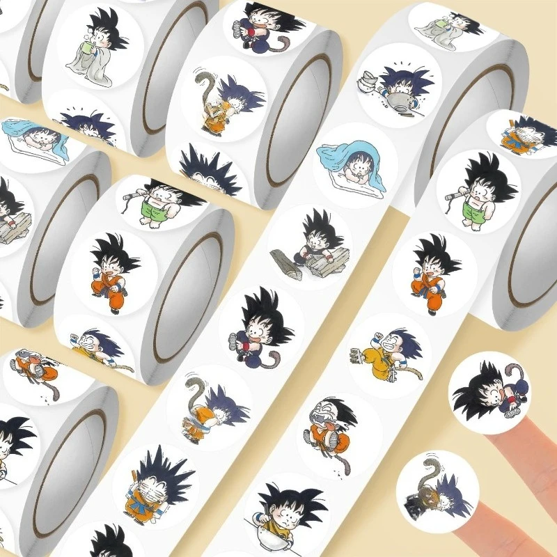 Dragon Ball Cartoon Cute Chibi 500pcs Roll Stickers Kawaii 2D Student DIY Decals Big Head Stickers Anime Merchandise Wholesale