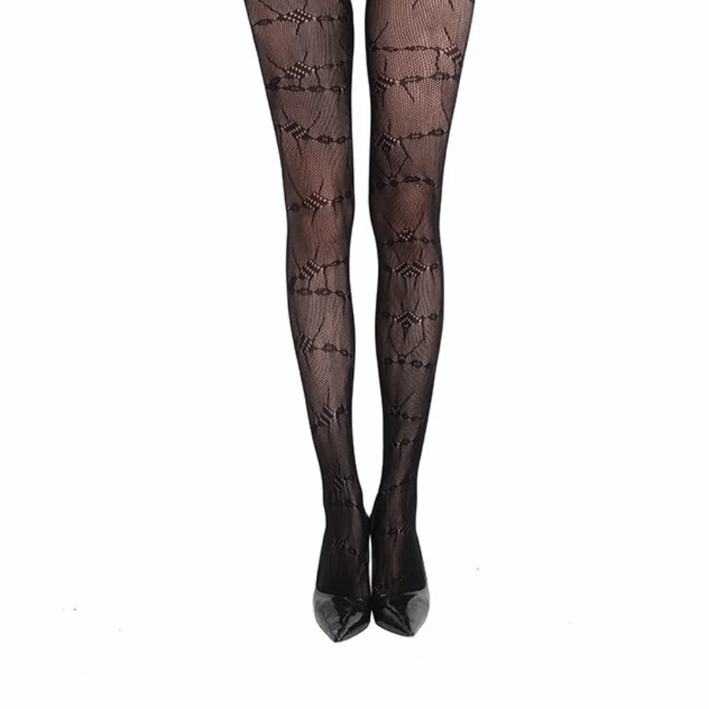 Hollowed Out Halloween Theme Pantyhose Fishnet Jacquard Ghost Bat Mesh Stockings Black Spider Web Pantyhose Ghost Festival