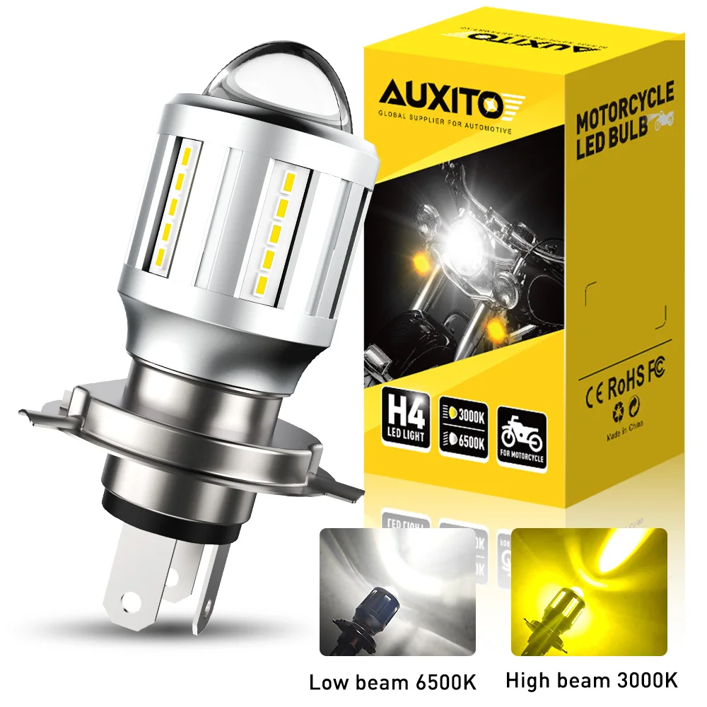 AUXITO H4 LED Motorcycle Headlight Bulbs Fanless for Car Motorcycle T19 P15D H4 9003 HB2 LED Hi/Lo High and Low Beam Fog Lights