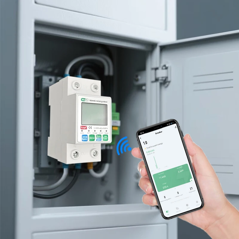 

Умный счетчик энергии Tuya Zigbee, 63A, автоматический выключатель, статистика энергии, дистанционное управление, многофункциональный переключатель синхронизации, AC80-300V
