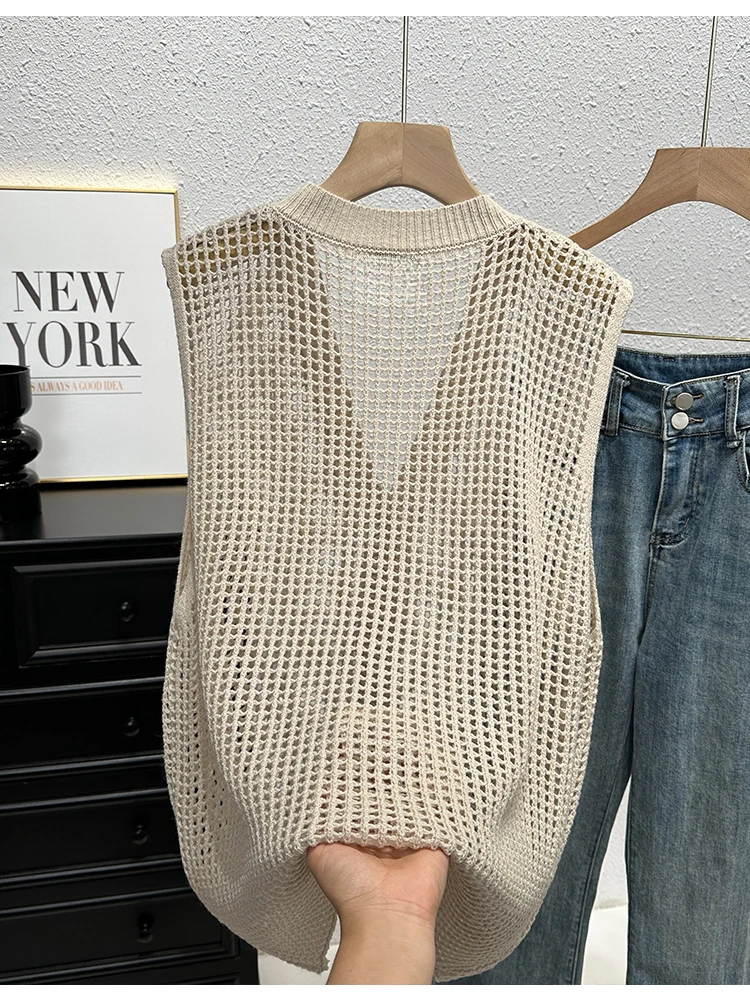 Button-down gehaakt vest voor dames V-hals mouwloos opengewerkt vest top zomer boho chic vintage outfit
