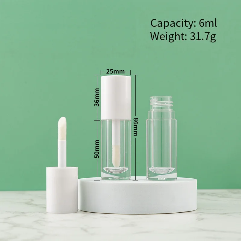 6 مللي أنبوب ملمع الشفاه فارغة المحمولة زجاجة ملمع الشفاه الصغيرة واضح أنابيب طلاء الشفاه عينة صغيرة مستديرة حاوية تعبئة مستحضرات التجميل