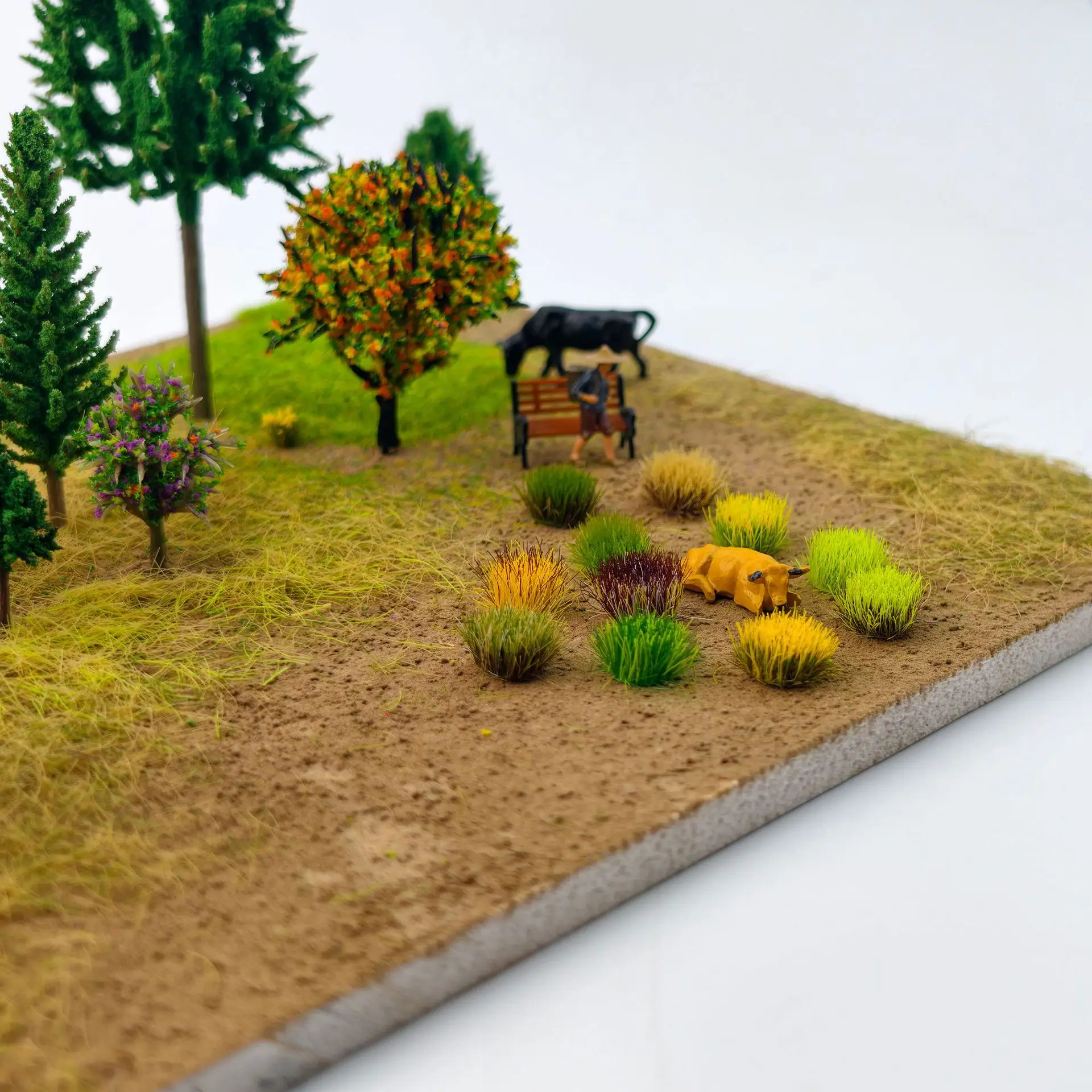 14 peças de grama artificial em miniatura flor tufo 8mm plantas de simulação para layout de trem ferroviário ho n/jogo de guerra/fabricação de modelo diy/iorama