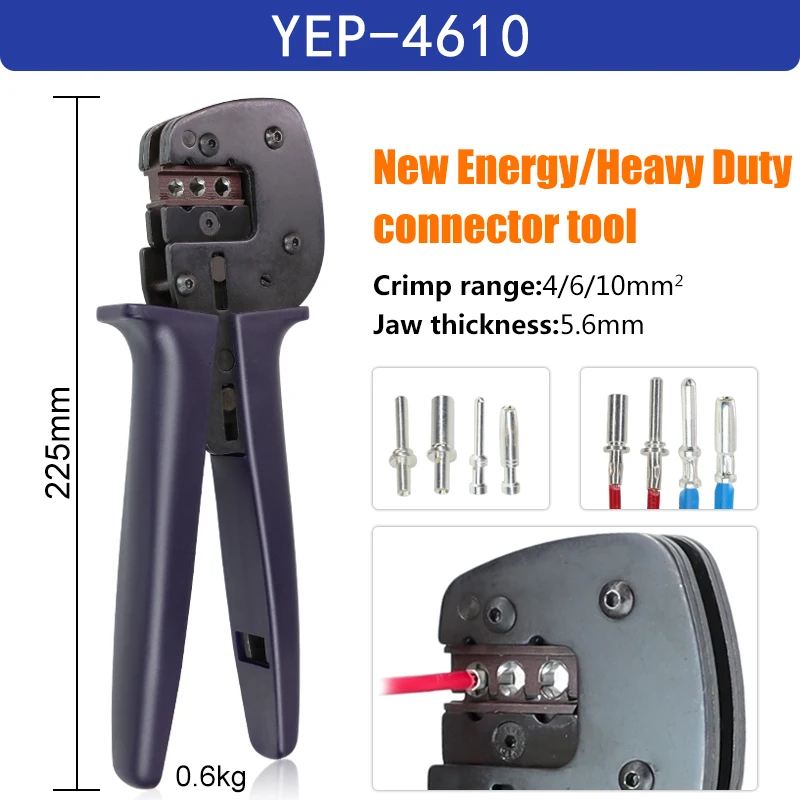 Luftfahrt-/Hochleistungsstarter New Energy Terminal Crimpzange YEP-166/1560/4610 20-7AWG Vertikale elektrische YEFYM-Werkzeuge
