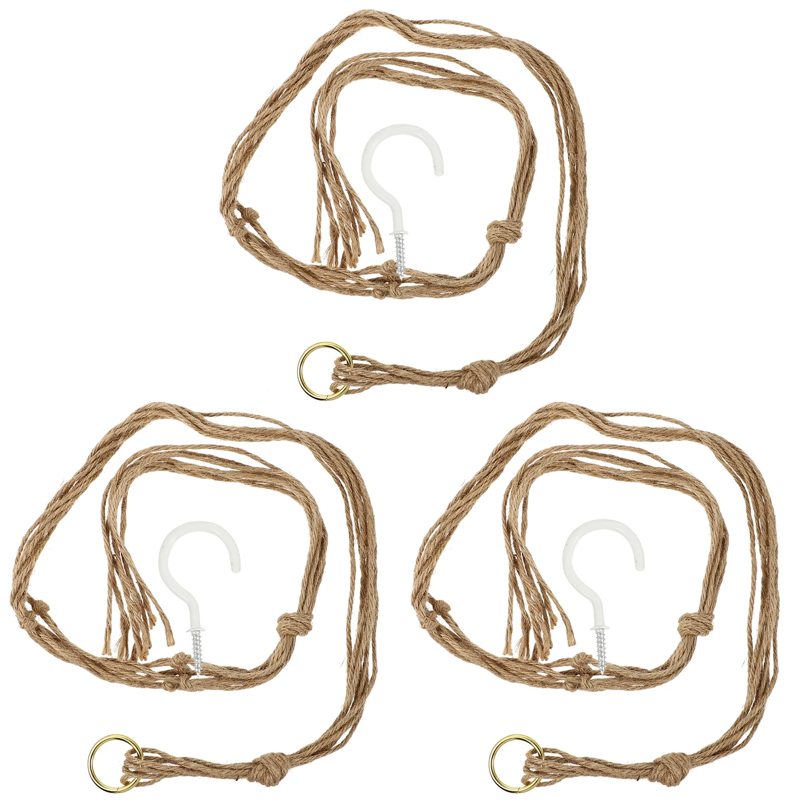 

3 Sets Hemp Rope Flowerpot Net Hanging Planter Basket Eco-Friendly Durable Wall Decor String Bag For Trailing Silk Plants