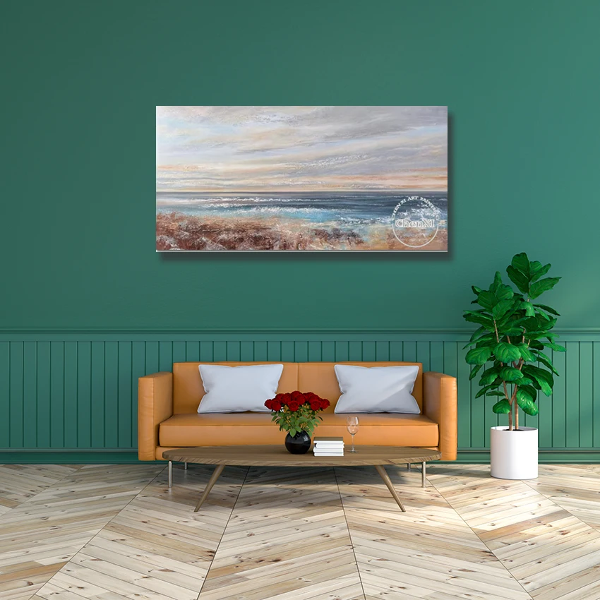 

Большой размер абстрактный морской пейзаж настенный постер картина маслом искусство ручная роспись текстура нож акриловая картина искусство украшение гостиной