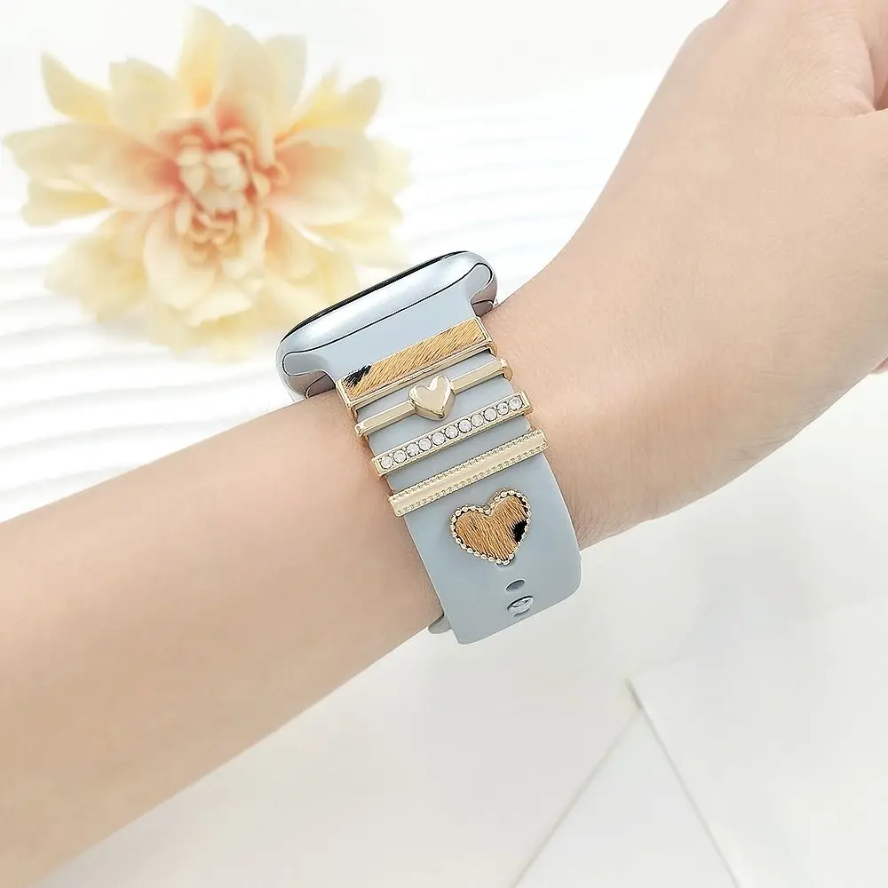 New Metal Watch Band Ornament Pearl Diamond Jewelry Decorative Ring Bracelet Wristbelt Charms Strap Accessories