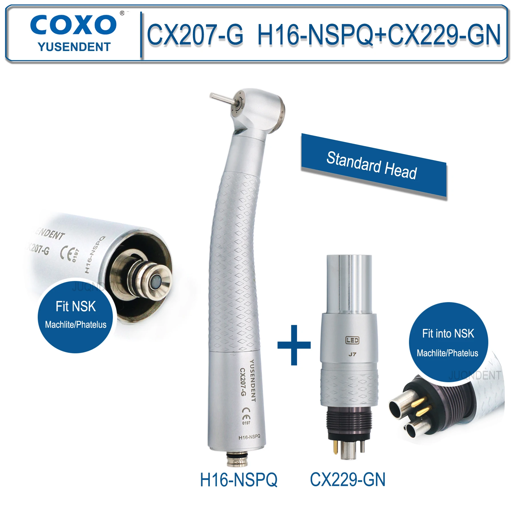 COXO Tandheelkundige Turbine Glasvezel Hoge Snelheid Handstuk Luchtrotor Standaard/Torque Hoofd LED Koppeling 6-pins Fit KAVO NSK Sirona WH