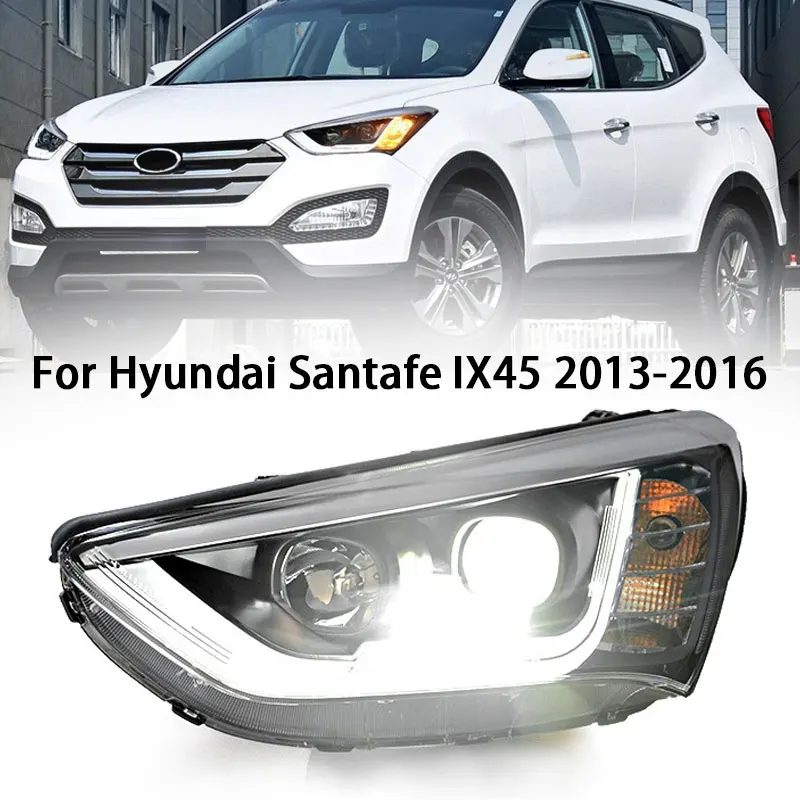 

Лампа головного света для Hyundai Sante FE IX45, лампа головного света 2013-2016, фары ДХО, сигнал поворота, фара дальнего света, объектив проектора Angel Eye