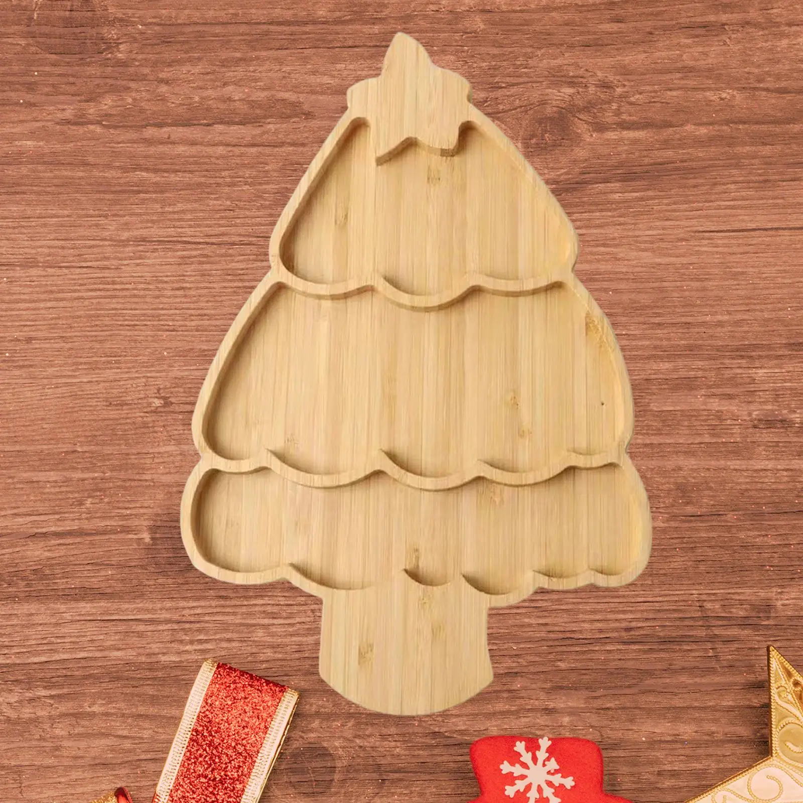 Christmas Tree Tray Bamboo Christmas Decoration Snack Plate for Events Dining Tabletop Celebrations Party Supplies Drawing Room