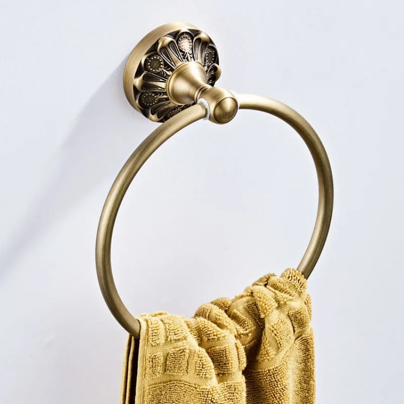 Sanitary Ware Antique Towel Rings Craftsmanship European Bronze Brass Wall Mounted Bathroom Accessories Wholesale