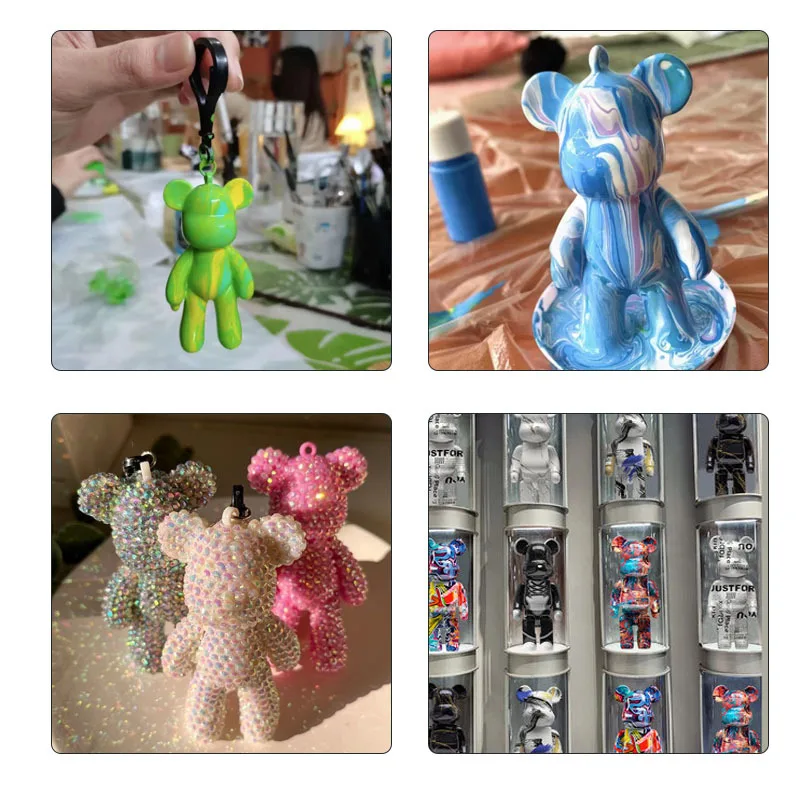 الكريستال الراتنج شبه الإغاثة الدب قالب من السيليكون DIY مجوهرات الدب شبل كبير الدب العنيف قلادة