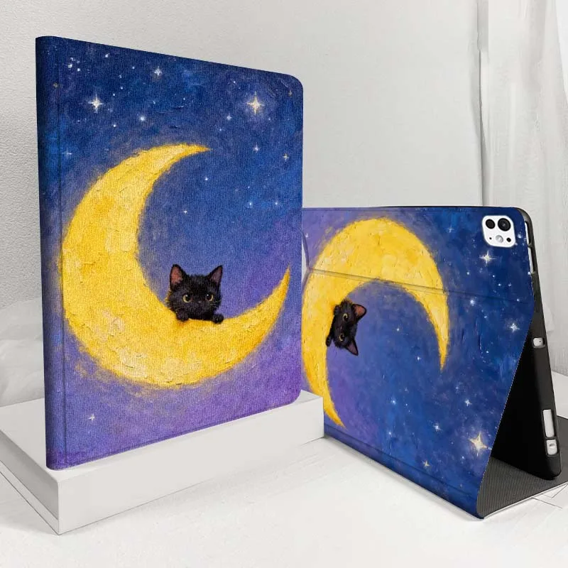 

White kitten scarf stars For iPad Pro Air 5 4 3 13 11 8 7 6 5 10th 7th 6th 10.5 12.9 10.9 Tablet Case