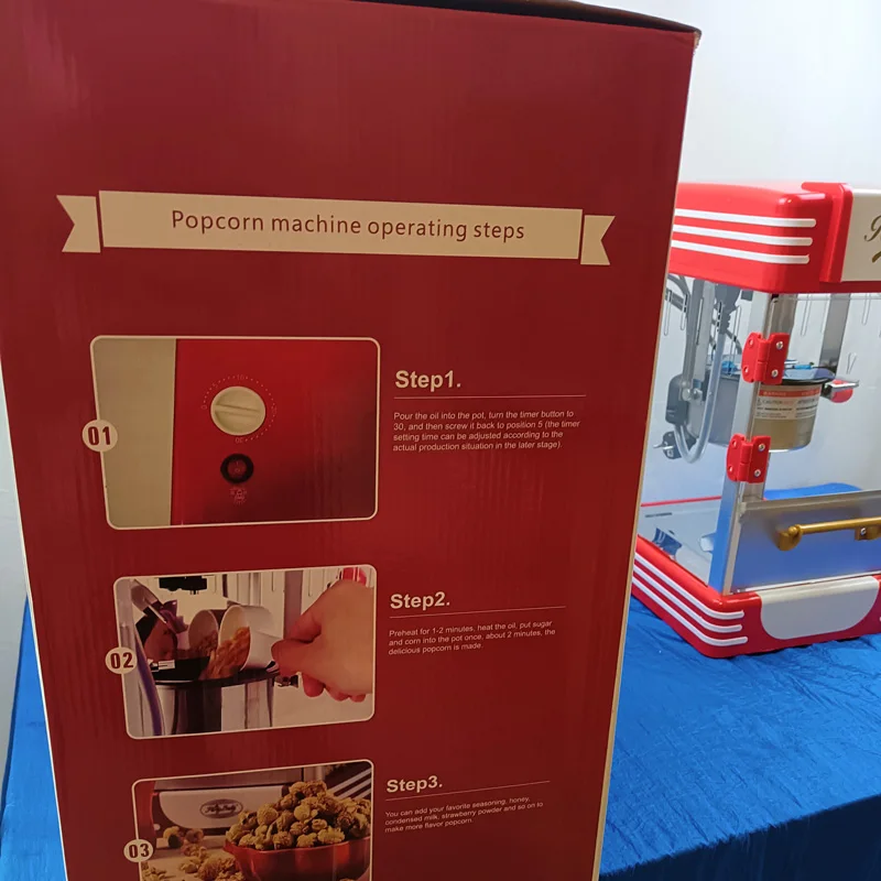 Mini máquina de palomitas de maíz, máquina automática de palomitas de maíz, máquina de aperitivos para uso doméstico o comercial a la venta