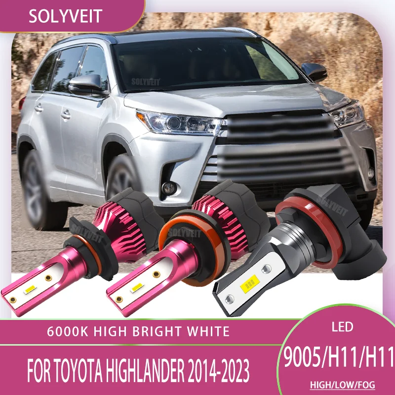 

Car Headlights Foglamp 360° 6000K White 12V Auto Luces HB3/H11/H9 For Toyota Highlander 2014 2015 2016 2017 2018 2019 2020-2023