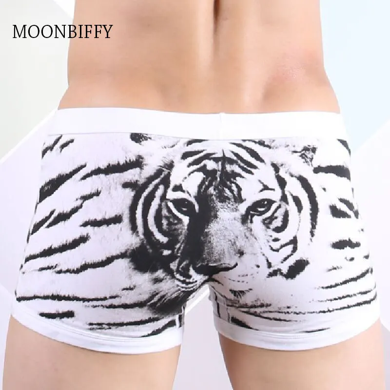 Men Animal Boxer Underwear Pink Cotton Panties Calzoncillos Hombre Boxer Tiger Strong Men Underwear Hero Breathable Underpants