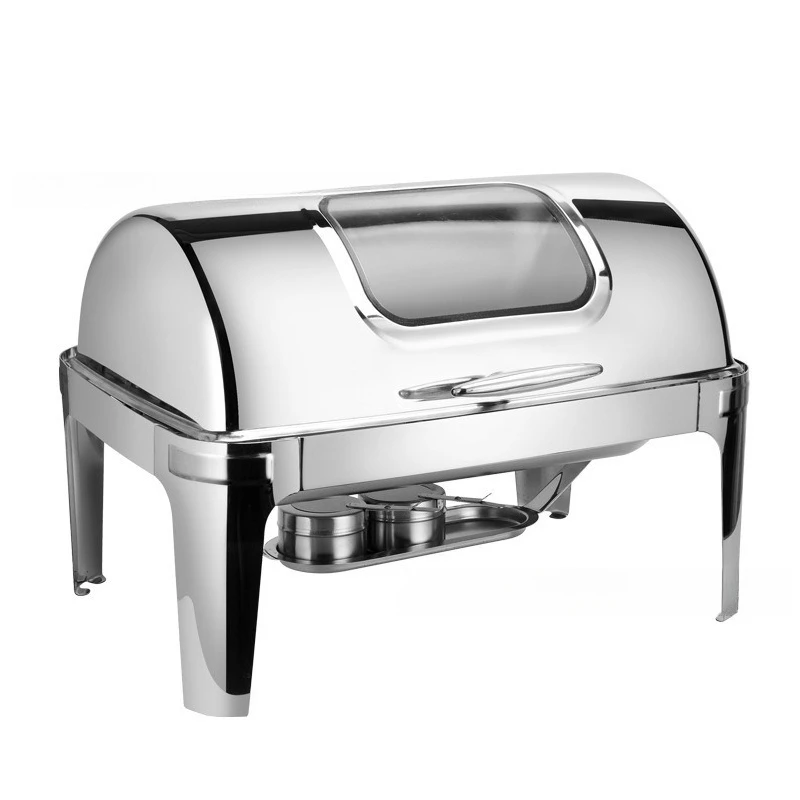 Stainless steel buffet furnace flip alcohol rectangular holding furnace visual