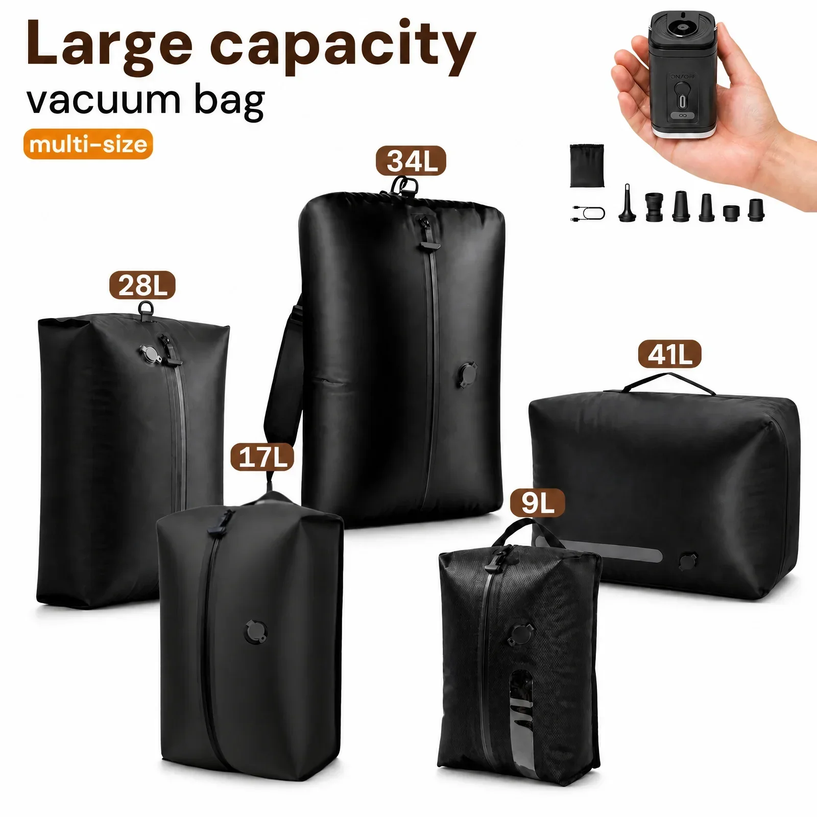TPU Vacuum Storage Bags For Housable Suitcase Clothes Wardrobe Travel, Compression Sealer Bag Save 60% Space,With Electric Pump