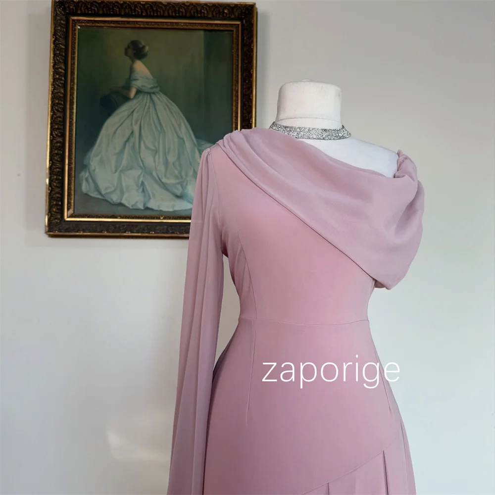 Abiti midi monospalla a trapezio con pieghe in jersey abbinate personalizzate Occasioni su misura Moda di alta qualità
