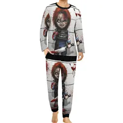 Chucky from Childs Play Pajamas Mens Tv Series Fashion Sleepwear Spring Long Sleeve 2 Pieces Leisure Custom Pajamas Set