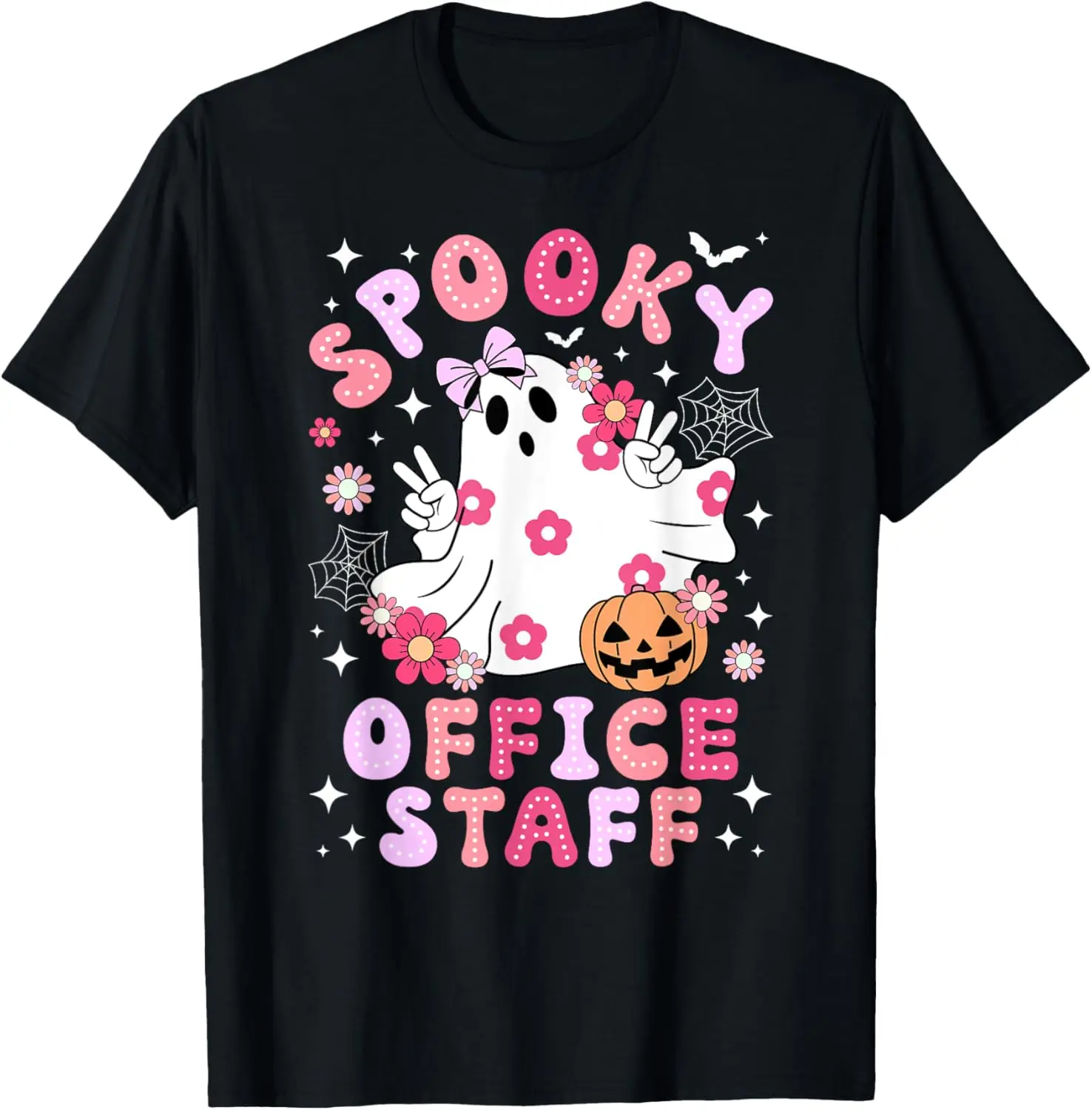 

Spooky Office Staff Halloween Front Office Staff Groovy T-Shirt